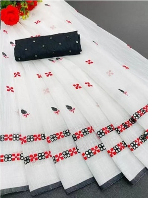 Sayal Creation Self Design Daily Wear Cotton Linen Saree(Black)