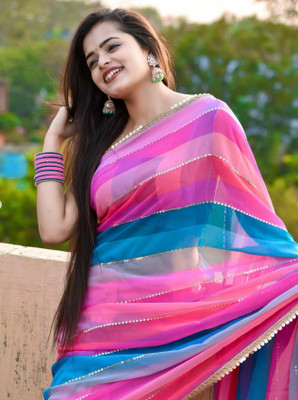 GAVUBAA Floral Print Bollywood Georgette Saree(Multicolor)