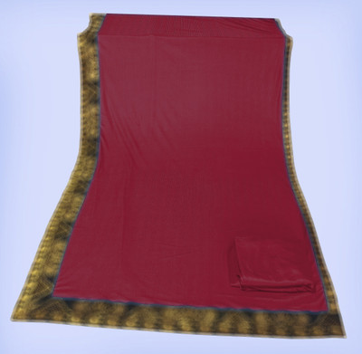 Anugrah Textile Solid/Plain Banarasi Lycra Blend, Chiffon Saree(Maroon)