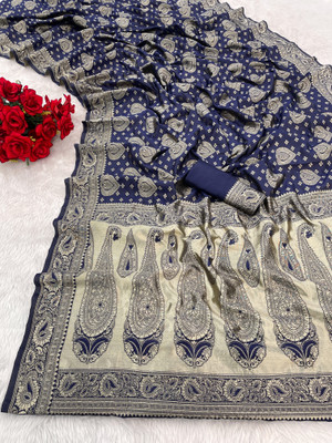 NESHVI ENTERPRISE Self Design Banarasi Jacquard Saree(Dark Blue)