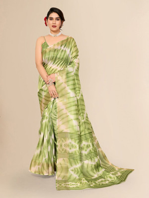 Moda Rapido Printed Bollywood Cotton Blend Saree(Green)