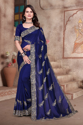 Shree Shyam Creation Embroidered Bollywood Chiffon Saree(Blue)
