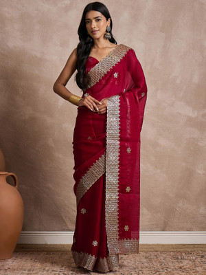Sareemall Embellished Bollywood Chiffon Saree(Maroon)