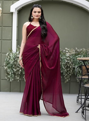 BHAGYAVATI DESIGNER Self Design Bollywood Chiffon Saree(Purple)
