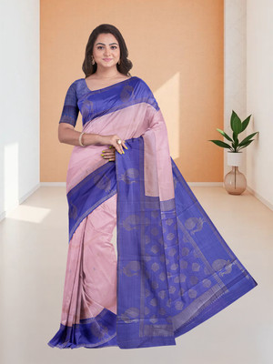 Ramraj Cotton Printed Saree with Attached Blouse Art Silk Saree(Pink)