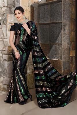 b bella creation Self Design Bollywood Georgette Saree(Multicolor)