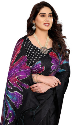 Priyashi Printed Bollywood Art Silk Saree(Purple, Black)