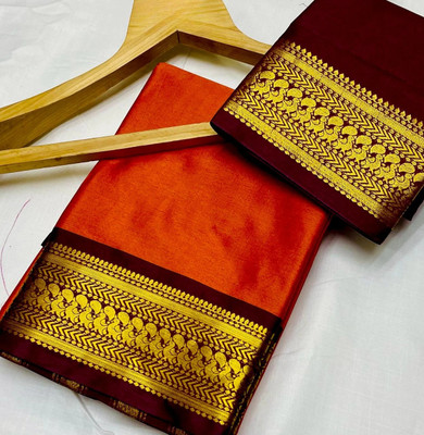 Fashion Club Collection Woven Bollywood Cotton Silk Saree(Orange)