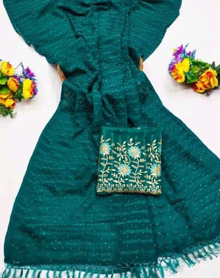 Sayal Creation Embroidered Bollywood Chiffon Saree(Blue)