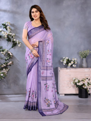 iHIYAzz ENTERPRISE Printed Bollywood Pure Silk Saree(Purple)
