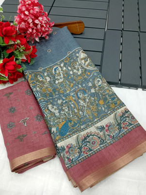 AARAANA Woven Kanjivaram Linen Saree(Grey)