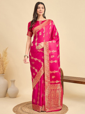 Divastri Woven Banarasi Viscose Rayon Saree(Pink)