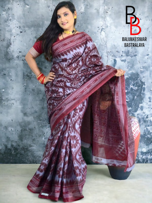 kalyani nx Floral Print Sambalpuri Pure Cotton Saree(Multicolor)