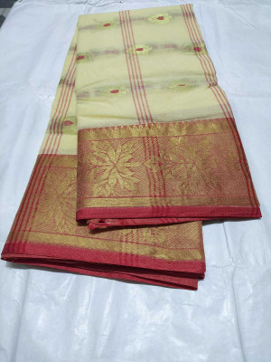 Ghosh handloom Self Design Tant Pure Cotton Saree(Beige)