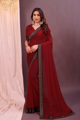 VKARAN Embroidered Bollywood Georgette Saree(Maroon)