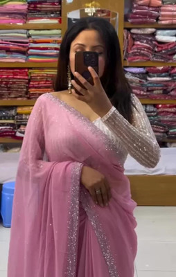 Saadhvi Embellished Bollywood Georgette Saree(Pink)