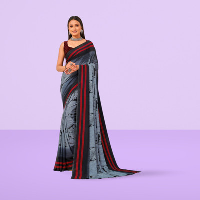 Leelavati Printed Daily Wear Georgette Saree(Grey)