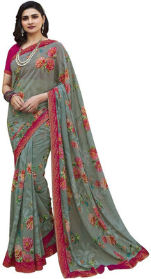 ROOP SUNDARI SAREES Printed Bollywood Georgette Saree(Grey)