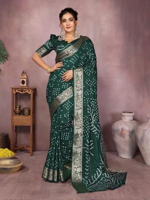 Tasrika Woven Bollywood Silk Blend Saree(Green)