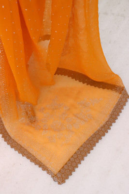 JENNYFEB Embellished Bollywood Organza Saree(Gold)