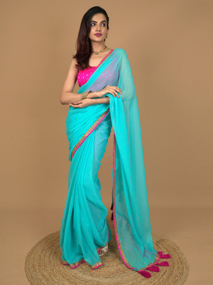 keshav piya fab Embroidered Bollywood Georgette, Chiffon Saree(Light Blue)