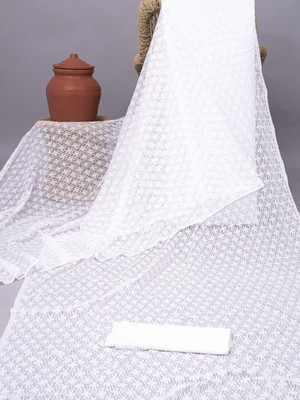 Aarya creation Self Design Bollywood Net Saree(White)