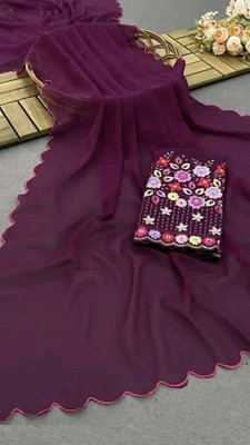 Vikash fab Self Design Bollywood Georgette Saree(Purple)