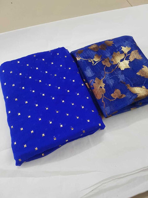 Egretail Floral Print Daily Wear Chiffon Saree(Blue)