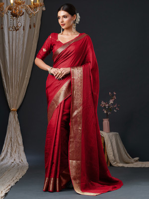 ANOUK Woven Banarasi Viscose Rayon Saree(Red)