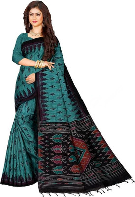HouseOfCommon Printed Sambalpuri Pure Cotton Saree(Multicolor)