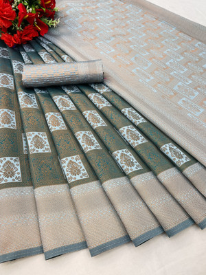 SICHYAH Embellished Banarasi Jacquard Saree(Light Blue)