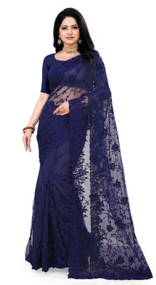 DEVKISONDESIGNER Self Design Bollywood Net Saree(Blue)