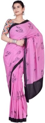 Shri Shyam Enterprises Printed Daily Wear Cotton Blend Saree(Pink)