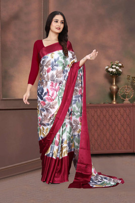 jihana fab Printed Kanjivaram Georgette, Silk Blend Saree(Red)