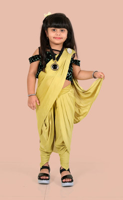 SHREE FASHIONFAB Solid/Plain Bollywood Lycra Blend Saree(Mustard)