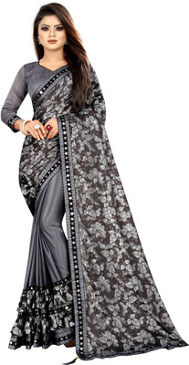 AKFABRICS Printed Bollywood Lycra Blend Saree(Grey)