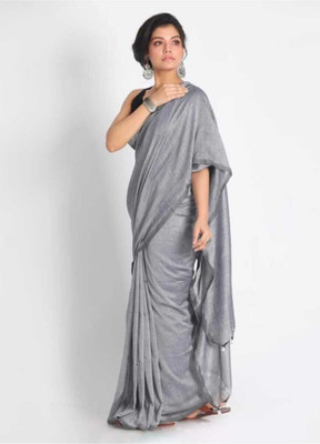 LushLooms Solid/Plain Handloom Pure Cotton, Viscose Rayon Saree(Multicolor)