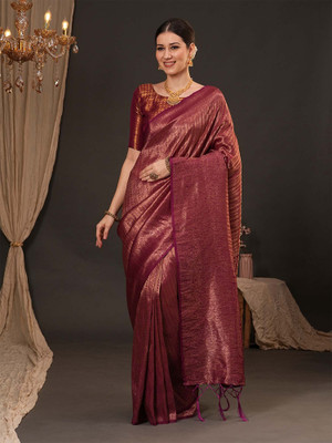 ANOUK Woven Kanjivaram Silk Blend Saree(Maroon)