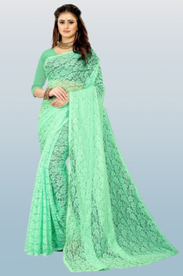 Fashion Field Self Design Bollywood Net Saree(Light Green)
