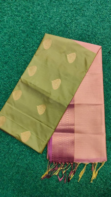 Premium Soft Silk Self Design, Woven Kanjivaram Polyester Saree(Light Green)