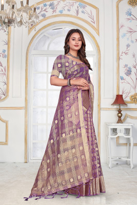 Aarunika LGF Solid/Plain Bollywood Organza Saree(Light Blue)