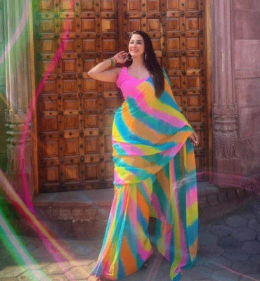 Damru trendz Digital Print Bollywood Georgette Saree(Multicolor)