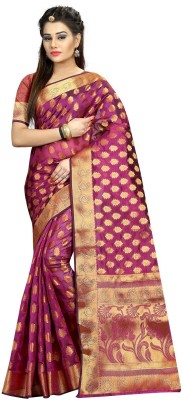 Hinayat Fashion Self Design Banarasi Silk Blend Saree(Purple)