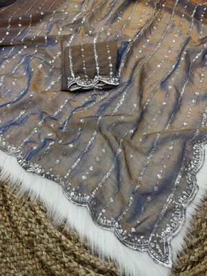 bhavika silk mills Embroidered Bollywood Georgette Saree(Purple)