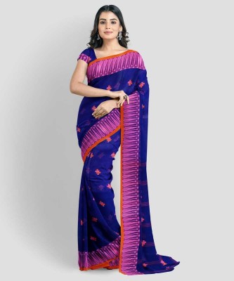 MINATIPVTLMT Embellished Handloom Handloom Cotton Silk Saree(Blue)