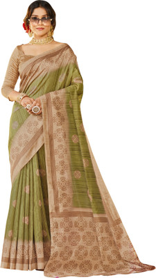 Akhilam Embroidered Mysore Silk Blend Saree(Green)