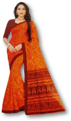 PMW Printed Chanderi Cotton Silk Saree(Brown)