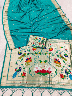 Keswi Fab Woven Banarasi Jacquard, Pure Silk Saree(Multicolor)