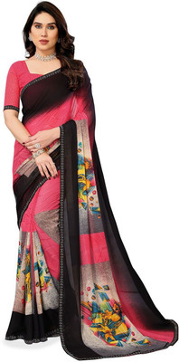 Moda Rapido Embellished, Printed, Self Design Bollywood Georgette Saree(Pink)