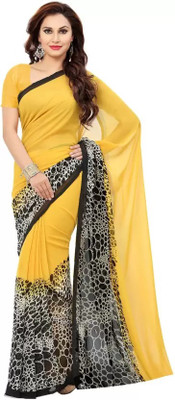Nirvaan Striped Daily Wear Georgette Saree(Black)